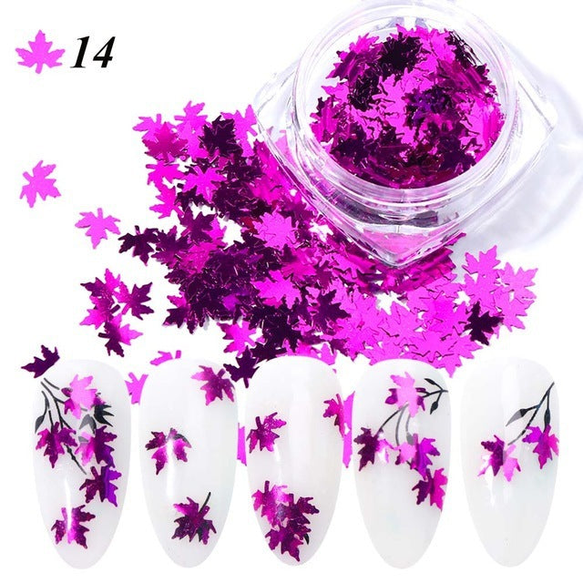 Gradient Maple Leaf Nail Sequins – Autumn Nail Art Decoration